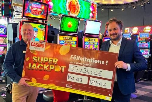 Chèque du gagnant de 53 434 euros sur la machine à sous Jin Ji Bao Xi du Casino Partouche de Pornic